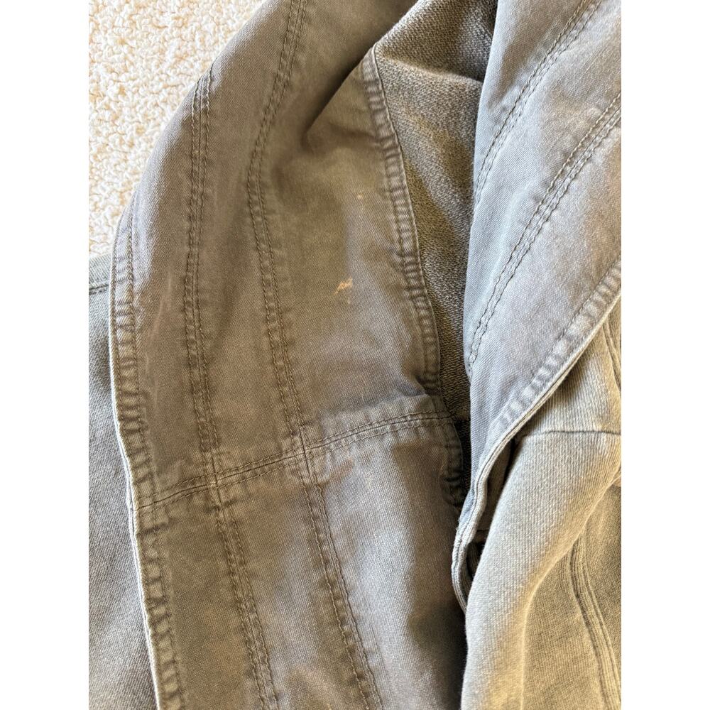 Free People XS Olive Green Oversized Hooded Utility Jacket Boho Distressed - Picture 3 of 10